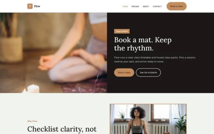 Ιστοσελίδα για στούντιο yoga