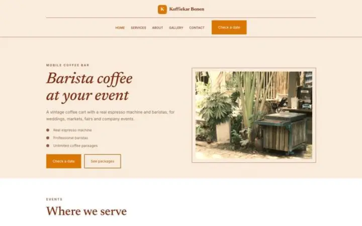 Ιστοσελίδα για κινητό coffee bar