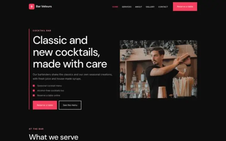 Ιστοσελίδα για cocktail bar