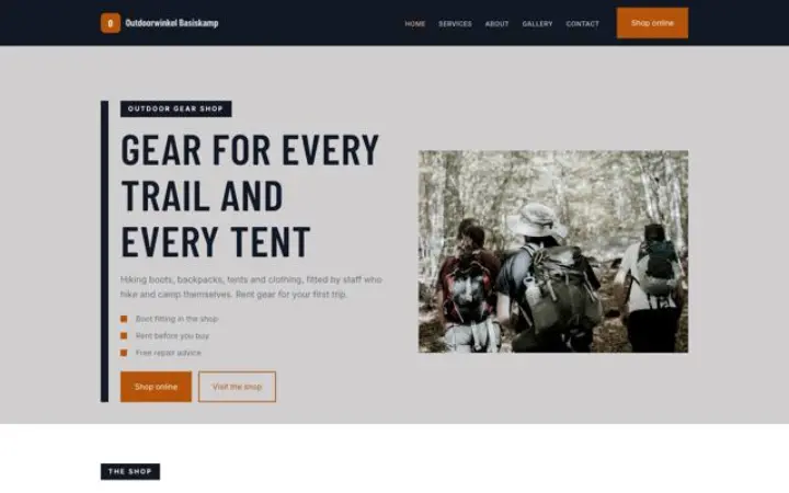 Ιστοσελίδα για κατάστημα outdoor εξοπλισμού