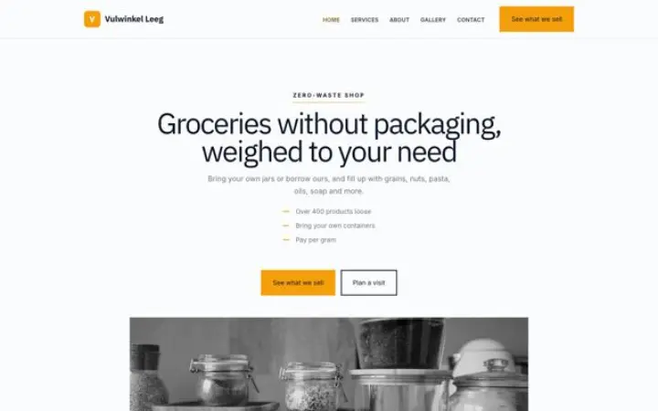 Ιστοσελίδα για κατάστημα zero waste