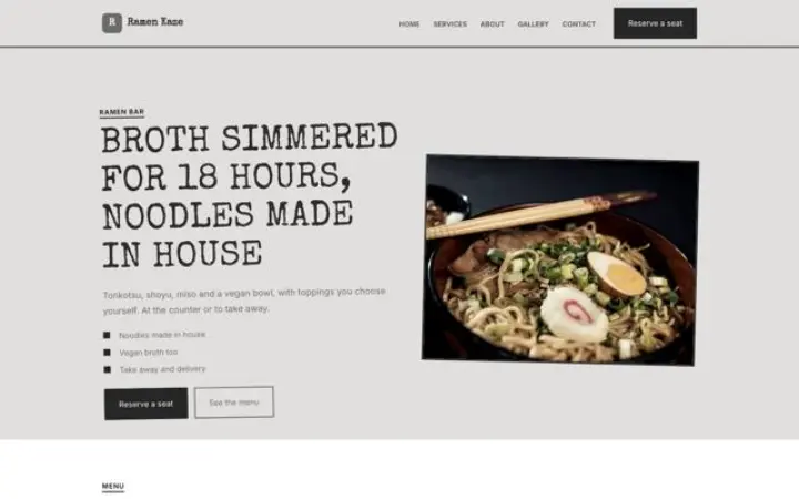 Ιστοσελίδα για ramen bar