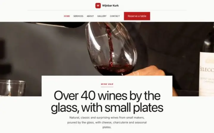 Ιστοσελίδα για wine bar