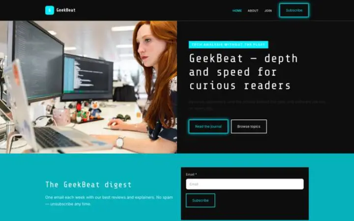 Παράδειγμα θέματος GeekBeat για τεχνολογία