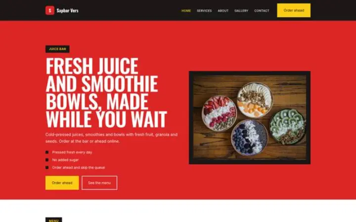 Ιστοσελίδα για juice bar
