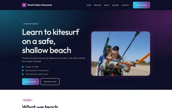 Ιστοσελίδα για σχολή kitesurf