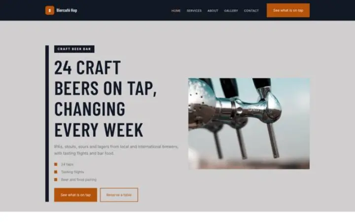 Ιστοσελίδα για craft beer bar
